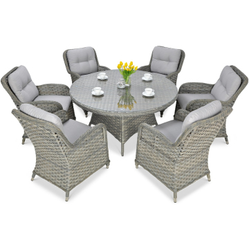 UV Resistant Aluminum Dining Chair with Hand-Braided Rope for Outdoor Gardens
