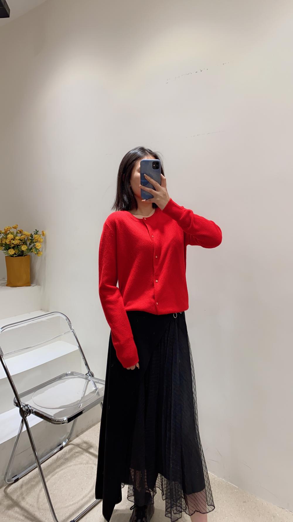 Christmas red cashmere coat cardigan