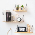 Wood Floating Shelf With Iron Rack Wall Mount