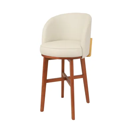 Italian minimalist leather wood bar chair