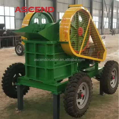 Portable Mobile Jaw Crusher Station 10tph Capacity Ascend Jaw Crusher with Wheels