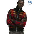 Flame Plaid Turtleneck Knit Cardigan dengan Separuh Zip