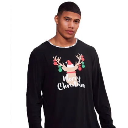 Wholesale Family Christmas Pajamas: Black Cotton Bear Print with OEM&ODM