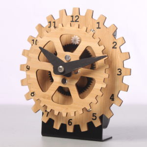 Mini Bamboo Desk Gear Clock