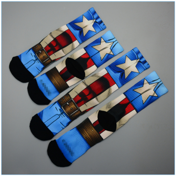 Star carton print socks, China suppler comfortable print socks
