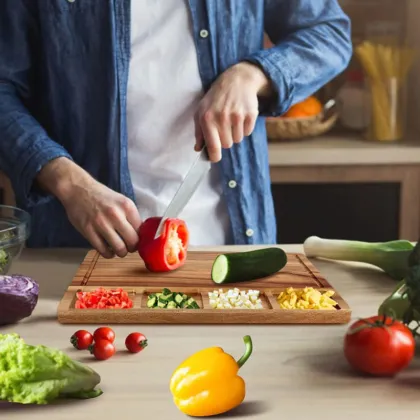 JOYWAVE Large Acacia Wood Charcuterie Board with Containers