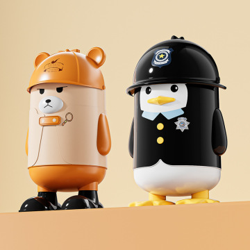 Creative Cartoon Penguin Trash Can Large Capacity Lid Open Waste Bin