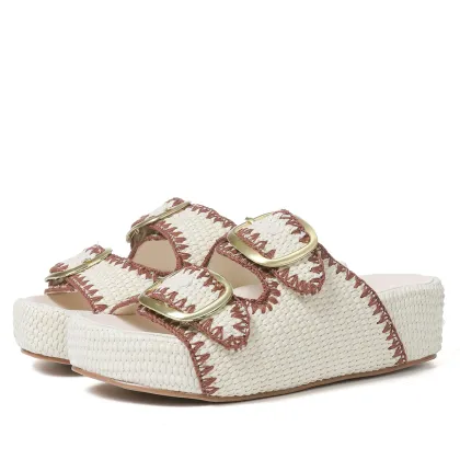 Women's straw sandals, summer beach sandals