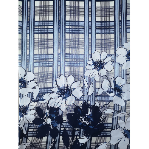 Check Border Rayon Challis 30S Air-jet Printing Fabric