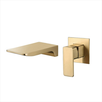Wall Mounted Brass Bathroom Sink Tap with Concealed Hot and Cold Water Mixer