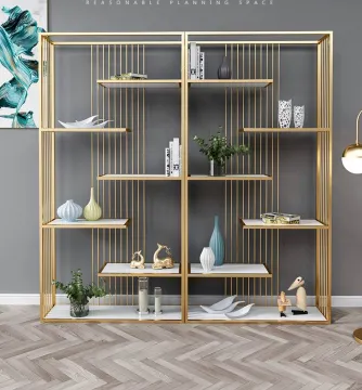 Metal Bookcase: Living Room Shelf Design and Display Unit