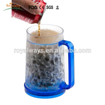 Double Wall Gel Filled Popular Ice Mug,Transparent plastic frosty mug/ice mug