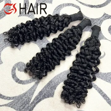 GS Wholesale: 100% Human Raw Indian Hair for Braiding - Pre-Stretched Deep Wave No Weft Bulk Hair