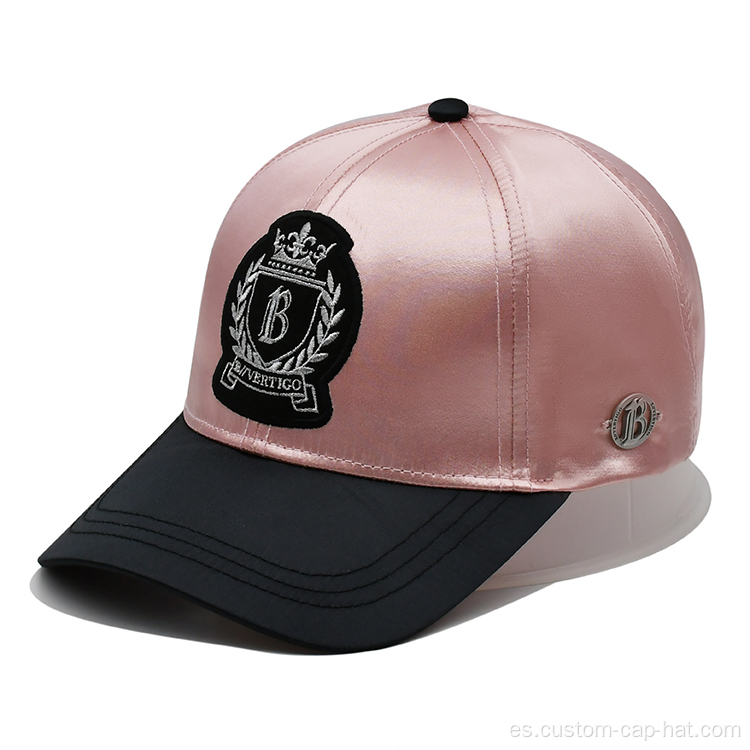 Gorros de béisbol de satén de bordado rosa