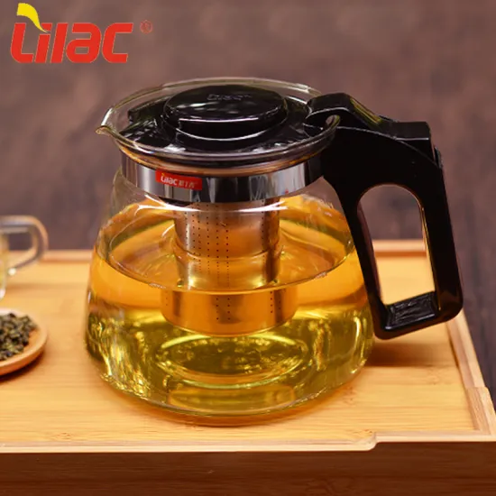 Lilac heat resistant glass teapot