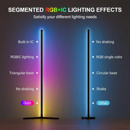 Modern Brass Floor Lamp with Colorful RGB Lighting
