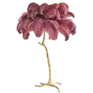 Resin Tree Flooring Ostrich Feather LED Floor Lamp for Living Room Corners
