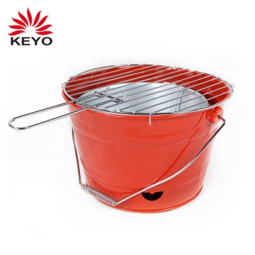 Mini Portable Barbecue Charcoal Grill Galvanized BBQ Red 10' Bucket Charcoal Grills