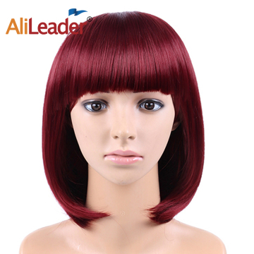 AliLeader 12 INCH Futura Short Bob Heat Resistant Synthetic Wig With Bangs