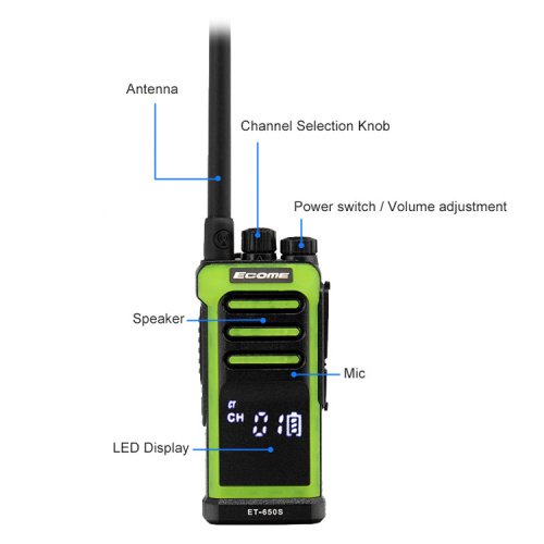 Ecome ET-650S long distance ptt FM waterproof walkie talkie