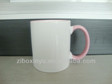 11OZ Pink RIM&Handle Sublimation mugs FOR ZIBO XINYU PROMOTION