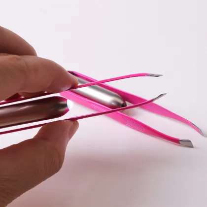 Stainless Steel LED Light Eyebrow Tweezers for Precision Trimming and Plucking