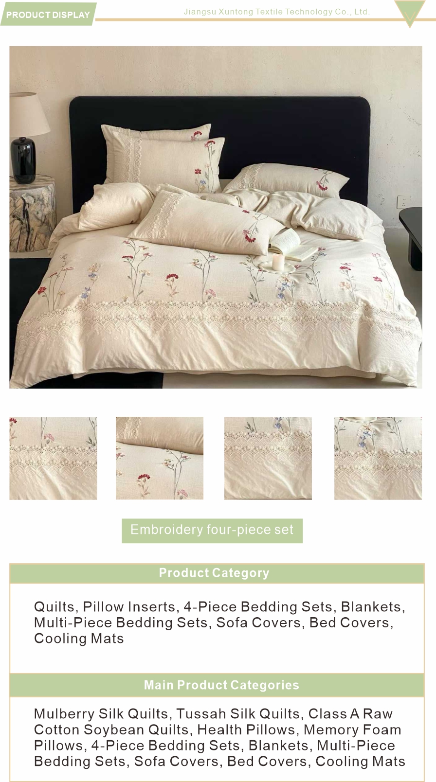 Floral embroidered bedding collection