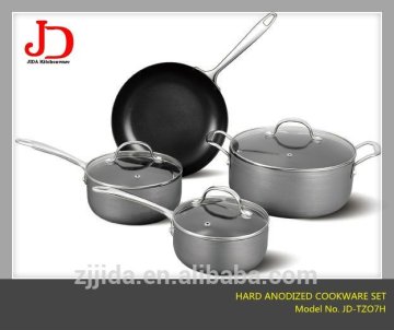 Aluminum non stick coating cookware set with s/s lid and handle
