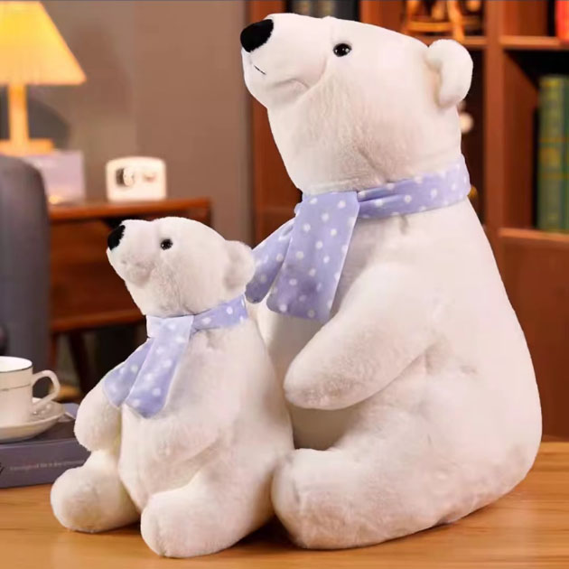 Animaux en peluche grands et petits ours polaires