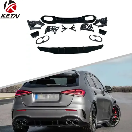 A45 Style Auto Accessories Rear Diffuser for BENZ W177 AMG Hatchback 2019-2022