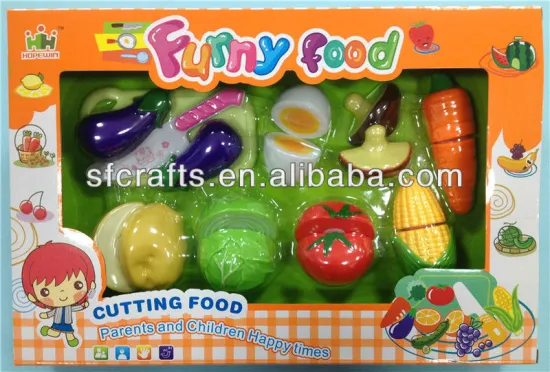 Kids funny Plastic kitchen play cutting vegetable and fruits set toys
