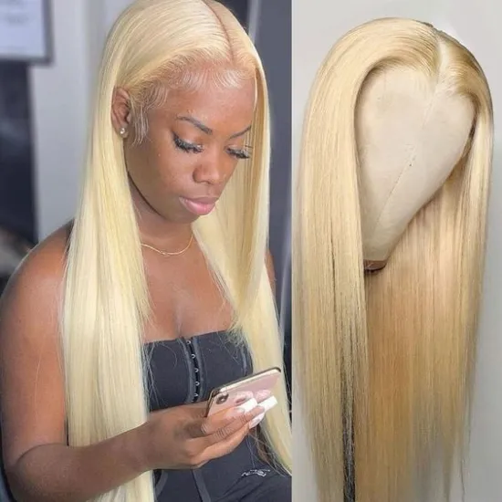 100% Mink Raw Virgin Cuticle Aligned Brazilian Blonde Lace Frontal Wig Human Hair 613 Transparent Lace Front Wigs With Baby Hair