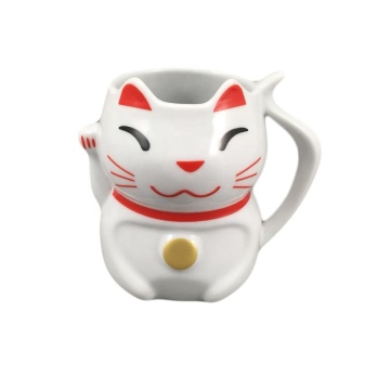 Lucky Cat Porcelain Mug - New Design, 18 oz, High Quality