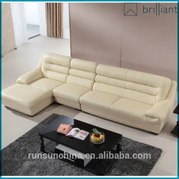 SS-046 Modern Design off-white Synthetic Leather Sectional home Sofa foshan L shape recliner sofa