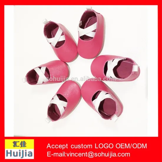Dubai wholesale market rose color cow leather baby moccasins ballet dance Shoes with cross elastic