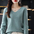 Mode enkel fast färg v-hals vändbar tröja