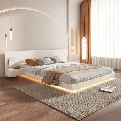 Nordic Storage Bed Frame - Modern Minimalist Wooden Low Japanese Tatami Bed