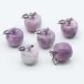 Handmade Craved 20MM Lepidolite Apple Pendant Necklace