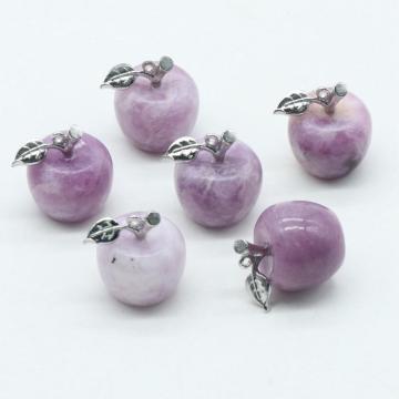 Handmade Craved 20MM Amethyst Apple Pendant Necklace