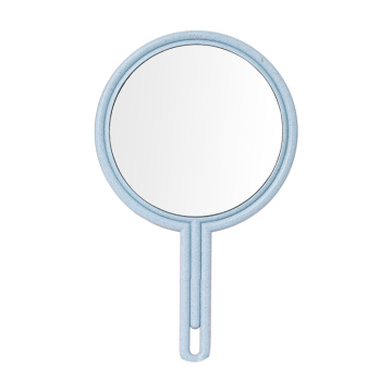 Portable Small Handheld Round Mirror 25.5x15.5cm with Handle