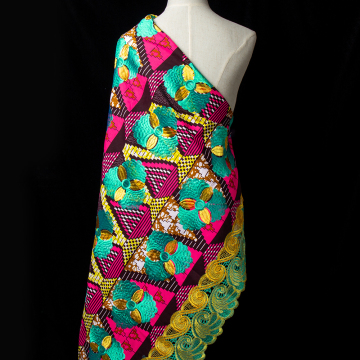 Wholesale African Nigerian Lace Fabric: Exquisite Sequence Pattern Embroidered Cotton Bazin for Clothing