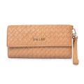 Personalisierte Reißverschluss gelbe Frau Leder Clutch Wallet