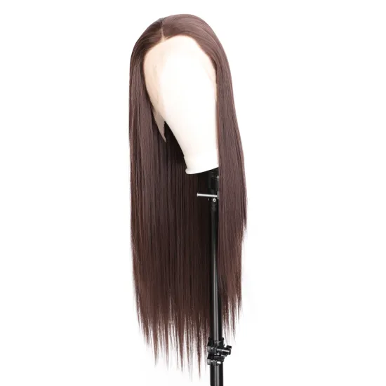 Aisi Hair Wholesale Long Silky Straight Ombre Brown Wig Synthetic Hair Swiss Lace Wig Lace Frontal Wigs For Black Women