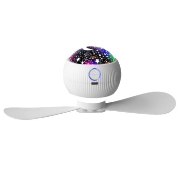 Cute Cartoon USB Mini White ABS LED Lighting Fan for Camping and Emergency Use