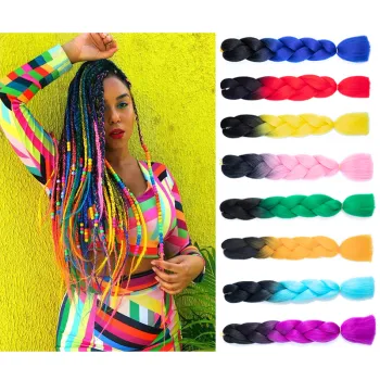 Wholesale Mix Colors Ombre Jumbo Braid Hair Crochet Braid Box Braiding Synthetic Hair Extensions