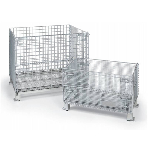 Contenedor de malla de alambre galvanizado grande apilable