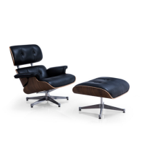 Classic Leather Replica Eames Lounge Chair and Ottoman