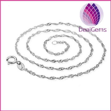 925sterling silver, rhodium plated water wave chain 45cm long 925 sterling silver chain