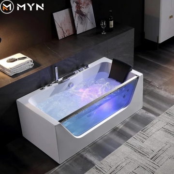 Bathroom Big Waterfall Jacuzzi with LED Bubbles and Pillows
