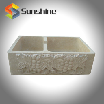 Galala Marble Double Bowl Farmhouse Sink